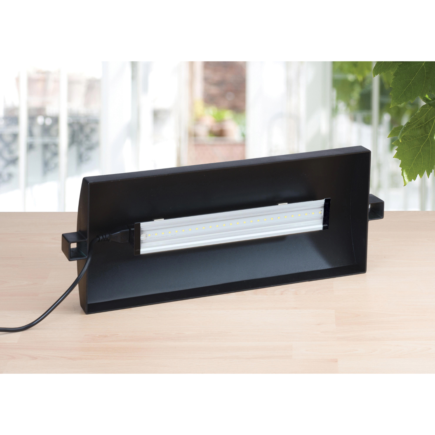 Micro Küchengarten LED Schwarz – 8-Watt LED Vollspektrum-Licht, Selbstbewässerungssystem, Perfekt für Kräuter, Salate & Zimmerpflanzen, 50 x 20 x 45 cm
