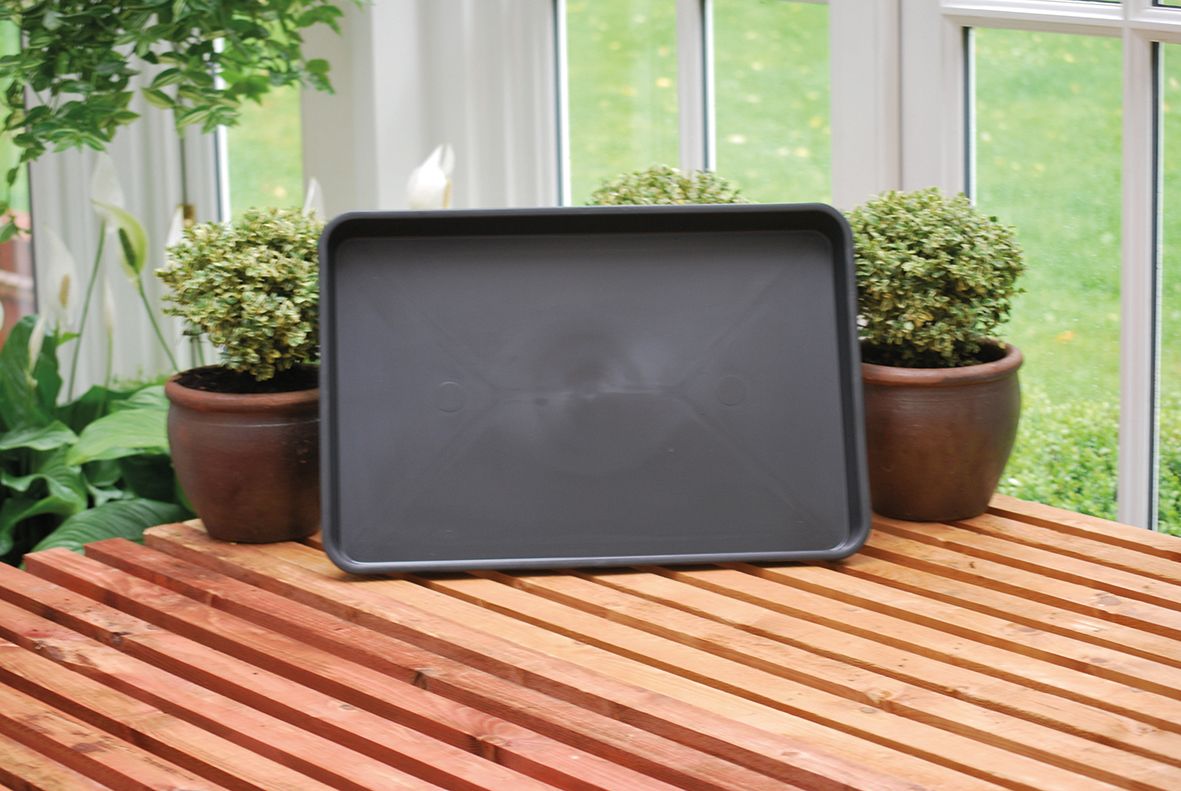 Stabile Pflanzschale 57 x 38,5 x 5 cm – aus 100 % recyceltem Kunststoff, ideal für Jungpflanzen, Transport & Bewässerung von Anzuchttöpfen